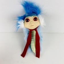 Jim Henson Famous Talking Worm Figure Fantasy Film Labyrinth Blue Fur Red Eyes picture