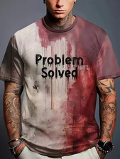 Men's T Shirts Problem Solved Bloody Print Tees Fashion Horrible Halloween Short picture