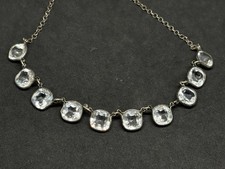 Antique Edwardian Art Deco Sterling Riviere Rock Crystal Rhinestones Necklace picture