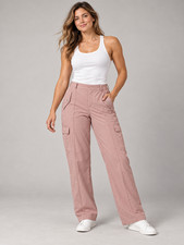 Athleta Womens Vienna High Rise Cargo Pants Pink Orchid Stretch Hiking Size 14 picture