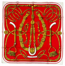 Hermes Scarf 'Gaucho' 80cm 100% Cotton New Unused fr 1978 Rare Carre France picture
