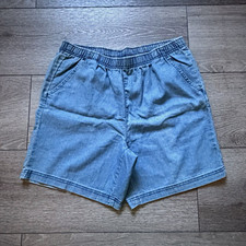 White Stag Women's Bermuda Pull-On Elastic Waist Light Wash Denim Shorts S picture