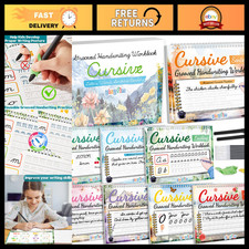 8 Pack Grooved Cursive Handwriting Workbook Set - Reusable Practice Kit for Kids picture