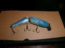 Vintage Creek Chub Pikie Jointed Wood Fishing Lure Silver Flash tack  Eyes picture