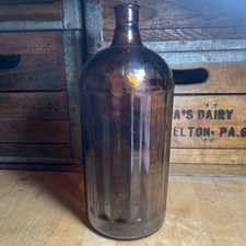 Huge Antique Ribbed Poison Bottle Brown & Amber Swirls 12.50 Inch Tall --- Q5 picture