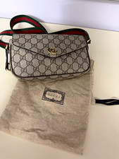 Gucci GG Monogram Canvas Leather Web Stripe Zip Crossbody Bag w/ Dust Bag picture