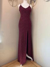 Windsor Burgundy Wine Keira Glitter Knit High Slit Formal Dress Size 1 / 2 picture