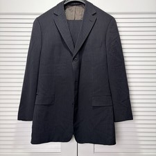 Vintage Hugo Boss Corsese Suit US 46L Black Pinstripe Silk Wool USA Made 34x32 picture