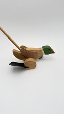 Vintage Wooden Mallard Duck Push Toy Walking Flapping Feet 28” Folk Art picture
