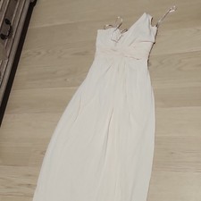 BCBGMAXAZRIA Ivory Solid V-Neck Sleeveless Spaghetti Strap Maxi Dress Size M picture