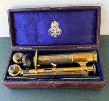 Antique 1868-1876 John Browning Brass Folding Pocket Microscope & Case picture