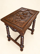 Antique Hand-Carved Spanish Revival Table – Barley Twist Legs picture