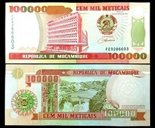 MOZAMBIQUE 100,000 METICAIS Banknote World Paper Money UNC Bill Note picture