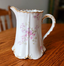 Antique Theodore Haviland Limoges France Porcelain Creamer Pitcher Pink Floral picture