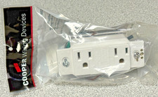 NEW Cooper Eaton 1208W Surge Protection White Receptacle Duplex Outlet w/ Alarm picture