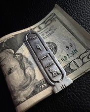 Vintage 800 Silver Egyptian Cartouche Money Clip - 17.5g picture
