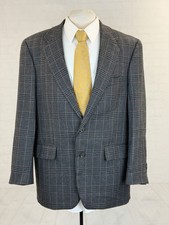 Polo University Club by Ralph Lauren Men's Dark Gray Plaid Wool Blazer 42R Vint picture