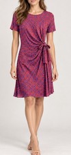 Diane von Furstenberg S Zoe Dress Orange Blue Animal Print Side Tie Knee Length picture