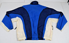 Vintage Nike Jacket Size M 90s Navy Blue White 3 Tone Vertical Block and Swoosh picture