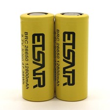 2pcs ETSAIR 26650 Battery 12800mAh 3.7V Li-ion Rechargeable Cell For LED Torch picture