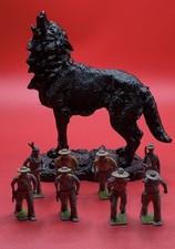 Vintage Britains Ltd Toy Soldiers & Indian Cast Iron/Lead DAMAGED Lot of 8 picture