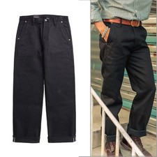 Red Tornado Vintage 14oz Men Jeans Black Selvage Denim Officer Chino Straight picture