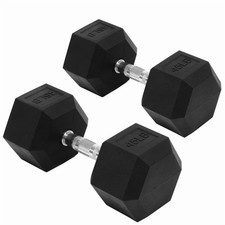 Sprint Demon 45LB Rubber Hex Dumbbell Set 2pc Non-Slip Grip Home Gym picture
