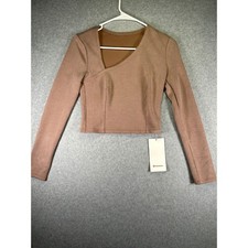 Lululemon Ribbed Softstreme Asym Long Sleeve Top Taupe Brown XS LW3HS7S picture