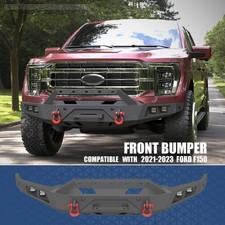 For 2021-2023 Ford F150 Steel Front Bumper Assembly With Winch Plate&LED Lights picture