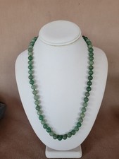 Vintage Jade Bead Necklace Hand Knotted 9mm Beabs, 23