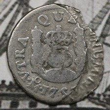 1757 Mo Mexico Pillar Silver 1/2 Real El Cazador Shipwreck Coin picture