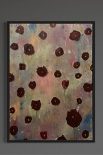 Dark Academia Floral Painting Moody Gothic Wall Art Original Abstract Burgundy picture