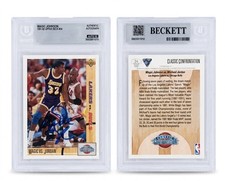 1991 - 92 Upper Deck Magic Johnson #34 Signed Autographed Card Beckett BAS 10 picture