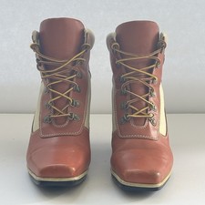 Timberland Womens Leather Lace-Up Ankle Wedge Boots Square Toe Comfort 8 1/2 M picture