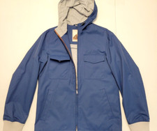 NWOT Luciano Barbera Hooded Jacket Full Zip MEDIUM M 40 EU 50 Blue Cotton Nylon picture