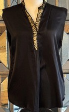 Jaga DTLA Black,Gold Rayon Sleeveless Blouse Size 1, US 6, New W/Tags $313. picture