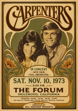 1973 CARPENTERS CONCERT POSTER WALL ART PRINT INGLEWOOD CALIFORNIA picture