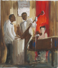 Original Mauro Scali Oil Painting Star of Radio Jazz Band 9.5x8.