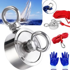 Up to 1500 Lbs Fishing Magnet Kit Pull Force Strong Neodymium + Carabiner+ Rope picture