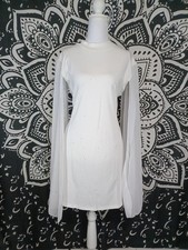 Elegant White Long-Sleeve Sheer Panel Women's Dress picture