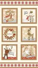 Benartex - White Christmas Festive Blocks Quilting and Crafting Fabric Panel picture