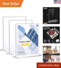 Acrylic Sign Holder 8.5 x 11 Inch 3 Pack, Clear Display Sign Stand for Store Sig picture