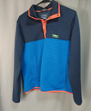 L.L. Bean Pullover Mens Size S Blue Airlight Knit Colorblock Textured Snap Neck picture