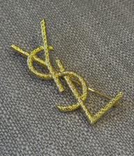 Vintage Yves Saint Laurent YSL Style Woven Brooch Gold Tone Pin Jewelry Designer picture