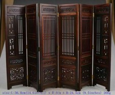 Old Decorated Handwork Wood Hollow Out Carved Flower Screen Collectibles picture