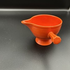 Rare Vintage Fiesta Red Stick Handle Creamer 1930s Radioactive Orange Geiger picture