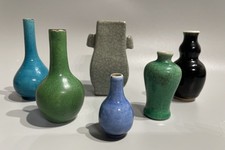Collection of Chinese Qing Miniature Monochrome Cabinet Vases Kangxi and Later picture