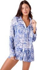 NWT Roxy Women's Mana Long Sleeve Camp Shirt Cover Up Medium pmy1326a picture