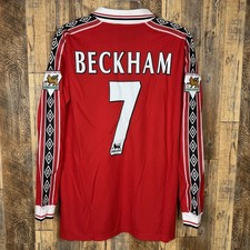Manchester United 1999-00 Home Soccer Long Sleeve Jersey BECKHAM #7 Umbro picture