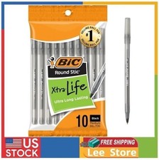 BIC Round Stic Xtra Life Black Ballpoint Pens, Medium Point (1.0mm), 10-Count picture